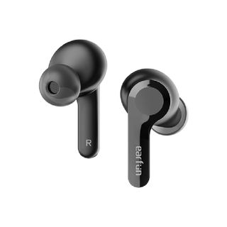 A black pair of Earfun Air on a white background