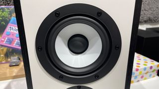 Mission 750 stereo speakers close up on mid/bass unit